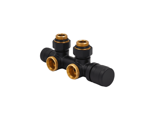 Узел нижнего подключения терм. Primoclima ArmatureLunarугловой левый 1/2 х3/4 Е, цвет черный PCART888AB