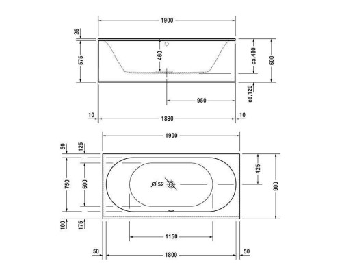 Duravit Darling New Ванна встраиваемая 190х90х60см., комплектация Combi-System L, акрил, цвет: белый. 760245000CL1000 Duravit Darling New Ванна встраиваемая 190х90х60см., комплектация Combi-System L, акрил, цвет: белый. 760245000CL1000
