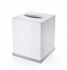3SC Mood Deluxe White Контейнер для бумажных салфеток, 12х12х14 см, квадратный, настольный, композит Solid Surface, цвет: белый матовый/хром . MDW71ASL