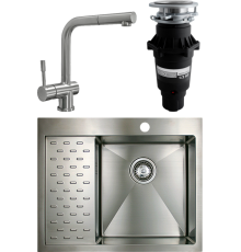 Комплект Мойка кухонная Seaman Eco Marino SMB-6351PLS + Смеситель Eco Venice SSN-0912P-GS + Измельчитель Bone Crusher BC 810-SL Slim Line