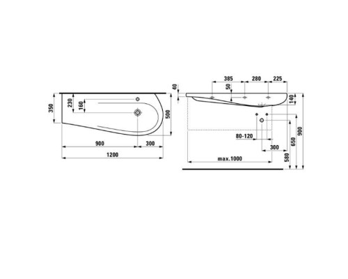 Laufen Alessi One Раковина 120х50х16.5 см, 1 отв., покрытие LLC, цвет: белый. 8.1497.4.400.104.1 Laufen Alessi One Раковина 120х50х16.5 см, 1 отв., покрытие LLC, цвет: белый. 8.1497.4.400.104.1