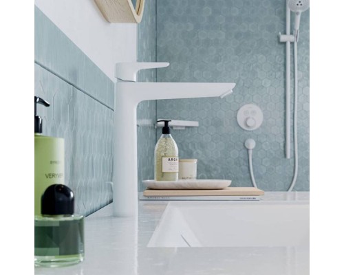 Hansgrohe Talis E Смеситель для раковины, высокий, 1 отв., без донного клапана, цвет: белый матовый. 71717700 Hansgrohe Talis E Смеситель для раковины, высокий, 1 отв., без донного клапана, цвет: белый матовый. 71717700