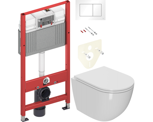 Комплект Унитаз подвесной Bauedge Bau Dream Hurricane-2 безободковый, с микролифтом, белый + Инсталляция TECE Base 9400413 4 в 1 с кнопкой смыва Комплект Унитаз подвесной Bauedge Bau Dream Hurricane-2 безободковый, с микролифтом, белый + Инсталляция TECE Base 9400413 4 в 1 с кнопкой смыва