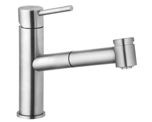 Kludi 44 851 F860 Steel Смеситель для кухни 125 мм, выдвижной излив, 2 режима, 8,1 л/мин 44851F860