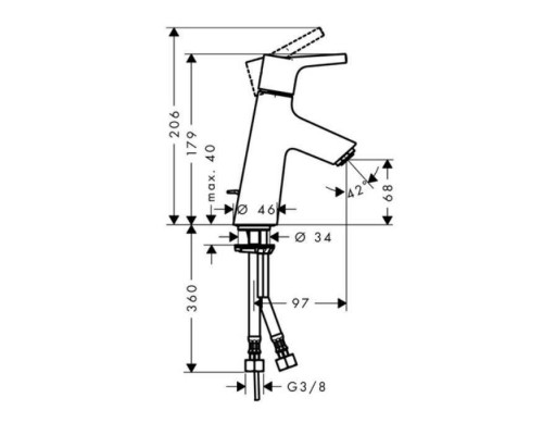 Hansgrohe Talis S, Смеситель для раковины с донным клапаном, Цвет: хром. 72010000 Hansgrohe Talis S, Смеситель для раковины с донным клапаном, Цвет: хром. 72010000