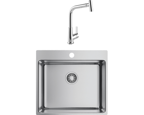 Комплект Мойка Omoikiri Amadare 55-IN + Смеситель MEGA Life MG-TK09 хром