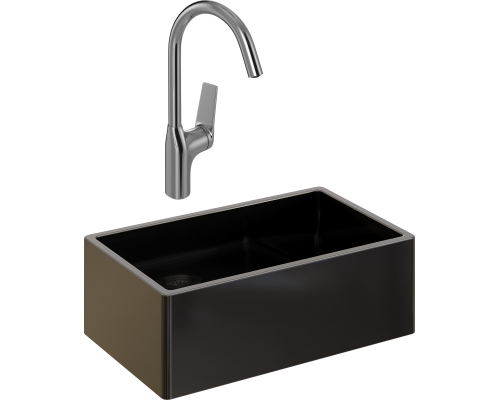 Комплект Мойка кухонная Domaci Сиена 50276-110 черная матовая + Смеситель STWORKI HDA5708XH2