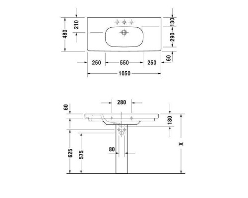 Duravit D-Code Раковина 105х48см., 1 отв., цвет: белый. 03421000002 Duravit D-Code Раковина 105х48см., 1 отв., цвет: белый. 03421000002