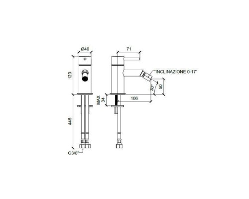Almar Mixers Смеситель для биде, 1 отв., без донного клапана, цвет: High Brass Brushed PVD. E214003.HB