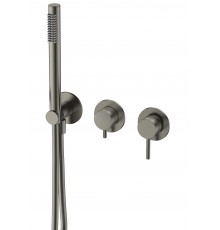 AQM8805GM Встраиваемый смеситель на 3 потр. в комплекте с внутр. частью, шлангом и лейкой, металл AQM8805GM