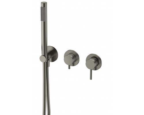 AQM8805GM Встраиваемый смеситель на 3 потр. в комплекте с внутр. частью, шлангом и лейкой, металл AQM8805GM