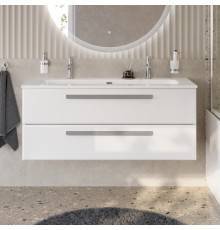 Тумба с раковиной Cezares Eco Cer-N 120, bianco lucido, раковина Eco 120-1-2, ручки серые