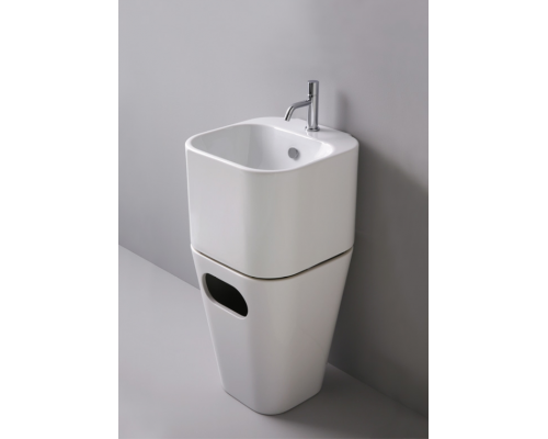 Azzurra Tandem Раковина подвесная 44x43xH32 см, 1 отв., с переливом, с бельевой корзиной, цвет: Bianco lucido. TALP04443T0M/(ULI200/1 bi)*1,  ULI CES bi