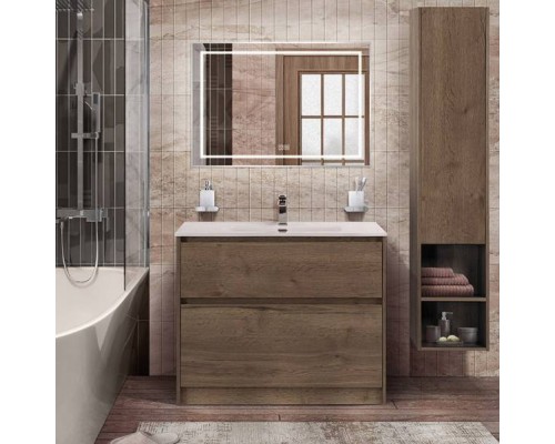 Мебель для ванной комнаты BelBagno Kraft 100 напольная, rovere tabacco, раковина BB1000ETL