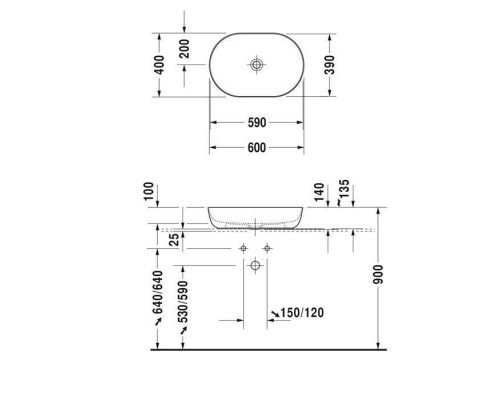 Duravit Luv Раковина накладная 60х40см., без отв., без перелива, цвет: белый. 0379602600