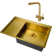 Комплект Мойка кухонная Zorg Light ZL R 780510-R BRONZE + Смеситель Inox SZR-7039 BRONZE бронза