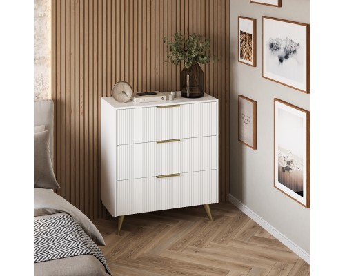 Комод DIWO Краснодар 90x103x43 см, 3 ящика, белый, ручка золото