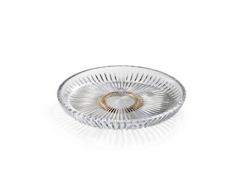 3SC Elegance Лоток настольный d22хh2,5 см, цвет: прозрачный хрусталь/латунь сатинированная матовая. EL66ACRLX