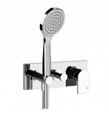 Gessi Emporio Via manzoni Смеситель для душа, встраиваемый, на 2 позиции с переключателем, с подводом воды и держателем лейки, душевой лейкой и шлангом, цвет: хром. 44900#031