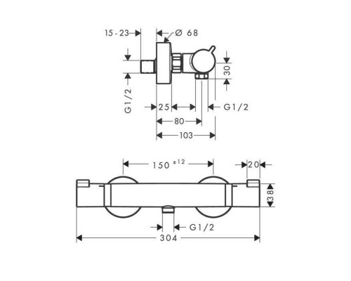 Hansgrohe Ecostat Термостат для душа Comfort, внешнего монтажа, цвет: шлифованое черный хром. 13116340