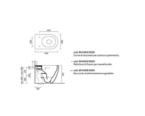 Catalano Sfera Унитаз напольный 55х35см., безободковый, цвет: белый глянцевый. 0514550001,  9056080000