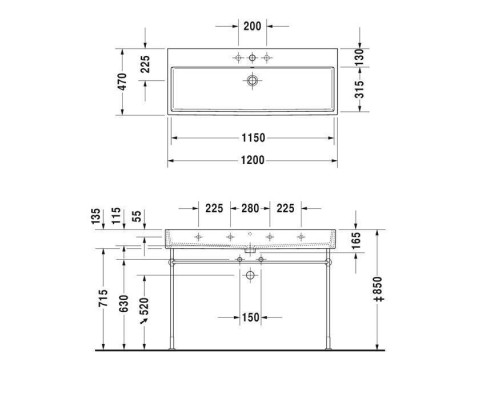 Duravit Vero Air Раковина накладная 120х47см, с 1 отв., без перелива, цвет: белый. 2350120071