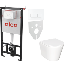 Комплект Унитаз подвесной Ceramicanova Forma CN3011 с микролифтом + Инсталляция AlcaPlast AM101/1120-4:1 RU M570-0001 кнопка смыва белая