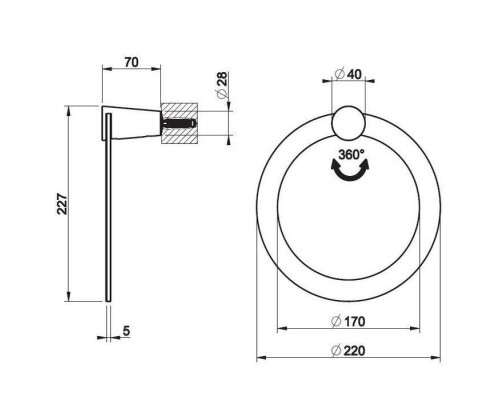 Gessi Cono Полотенцедержатель-кольцо, цвет: Black Metal Brushed PVD. 45509#707
