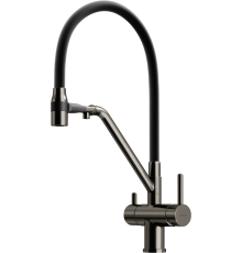 Смеситель для кухни Sancos Dora SC4003GG с гибким изливом, вороненая сталь