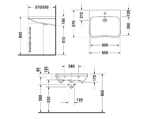 Duravit DuraStyle Раковина 65x57 см, 1 отв., цвет: белый. 2329650000