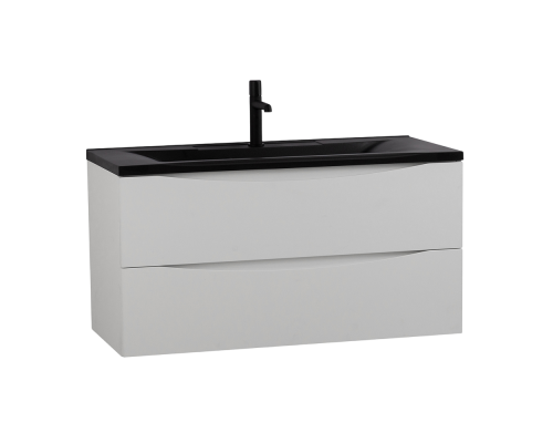 Тумба с раковиной BelBagno Marino 100, подвесная, bianco opaco, черная раковина
