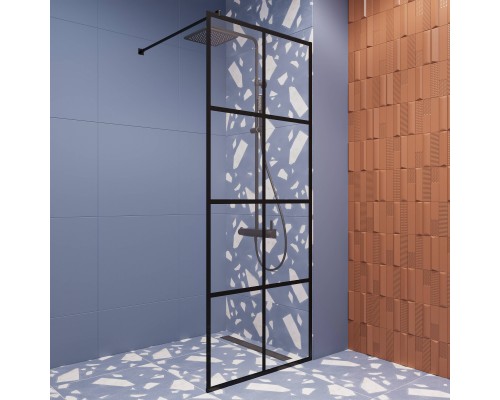 Душевая перегородка DIWO Коломна 80 см, профиль черный матовый