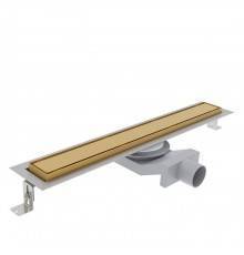 Plumberia Selection Трап душевой PS IN-TILE 6x100 2устор. накладка из нерж.стали, комбинир.затвор с горизонт. Выпуском Ду 50мм,40л/мин, цвет: золото брашированная. PST100OB
