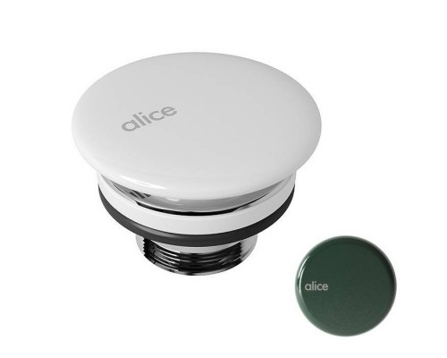 Alice Донный клапан для раковины, керамический, неперекрываемый, цвет: зеленый матовый. PIL00639