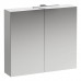 Laufen Base Шкафчик зеркальный 80x18.5x70cм, 2 дверцы, с горизонтальным элементом LED-подсветки, 2 стеклянные полки, 1 розетка, цвет: белый. 4.0280.2.110.261.1