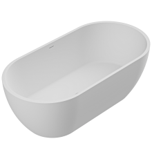 Ванна из искусственного камня Cezares Stylus Solid Surface 160x80 см, отдельностоящая, овальная, со сливом-переливом, с донным клапаном, матовая