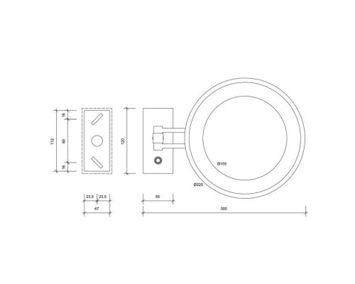 Decor Walther BS 36 LED Косметическое зеркало 22см, подвесное, увел. 3x, подсветка LED, цвет: золото матовое. 0122182