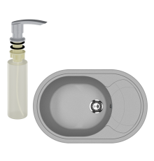 Мойка кухонная Ulgran U-610 342 графит + дозатор U-02 графит
