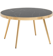 Журнальный столик Stool Group Гелиос 80x80 см, черный мрамор, золото