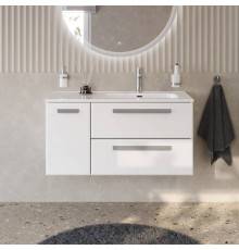 Тумба с раковиной Cezares Eco Cer-N 100 R, bianco lucido, раковина Duet 100 R, ручки серые