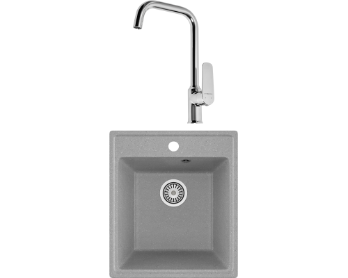 Комплект Мойка кухонная Domaci Палермо PR-425-003 серая + Смеситель STWORKI WFD04005GA