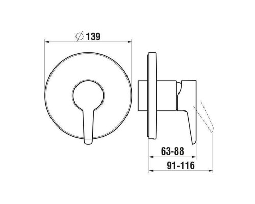 aufen VAL Смеситель для душа скрытого монтажа, для установки с Simibox, цвет: хром. HF901778100000