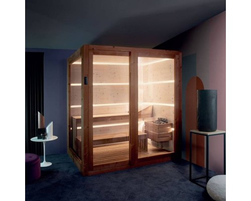 GRUPPO TREESSE AURA сауна 180х150х216Н, SX (левый вариант), подсветка, фронтальная дверь стекло/дерево. SA1815DX01AVL