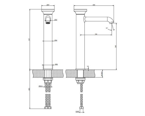 Gessi Origini Смеситель для раковины, на 1 отв. высокий, цвет: Warm Bronze Br. PVD. 66004#726 Gessi Origini Смеситель для раковины, на 1 отв. высокий, цвет: Warm Bronze Br. PVD. 66004#726