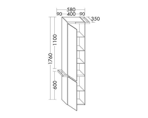 Burgbad Yso Шкаф подвесной 40x35x176 см, цвет: аутентичный дуб. HSHB040 L F2184