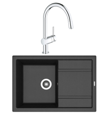 Комплект Мойка Florentina Липси 760 антрацит + Смеситель Grohe Minta 3291800E хром