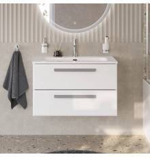 Тумба с раковиной Cezares Eco Cer-N 80, bianco opaco, раковина Eco 80, ручки серые