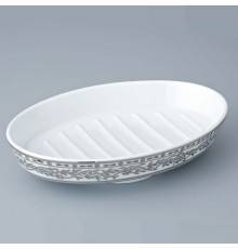 THG Marquise platinum decor Мыльница керамическая, настольная, декор платина, цвет: белый. A7G-A02-4607