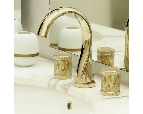 THG Hirondelles Gold Stamped Смеситель для раковины, 3 отв., цвет: Soft gold. A4L-F30-151
