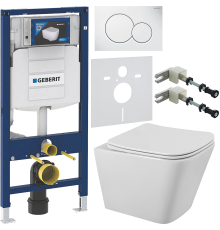Комплект Унитаз подвесной BelBagno Ardente-R BB520CHR безободковый + Крышка Due BB3103/3106SC с микролифтом + Инсталляция Geberit Duofix UP 320 111.300.00.5 + Кнопка Sigma 01 115.770.11.5 белая + Крепления 111.815.00.1 к стене + Звукоизоляция 156.050.00.1